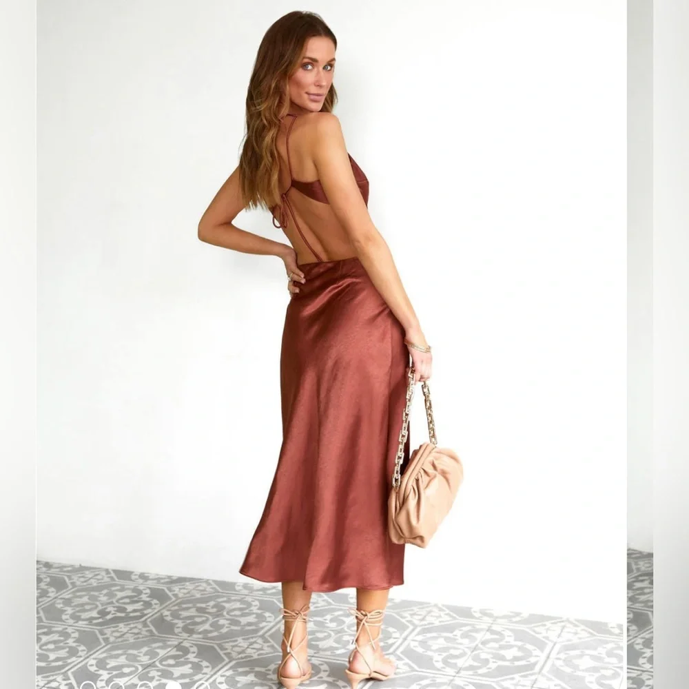 Vici Cosmia Satin Cutout Midi Dress - Picture 2 of 4